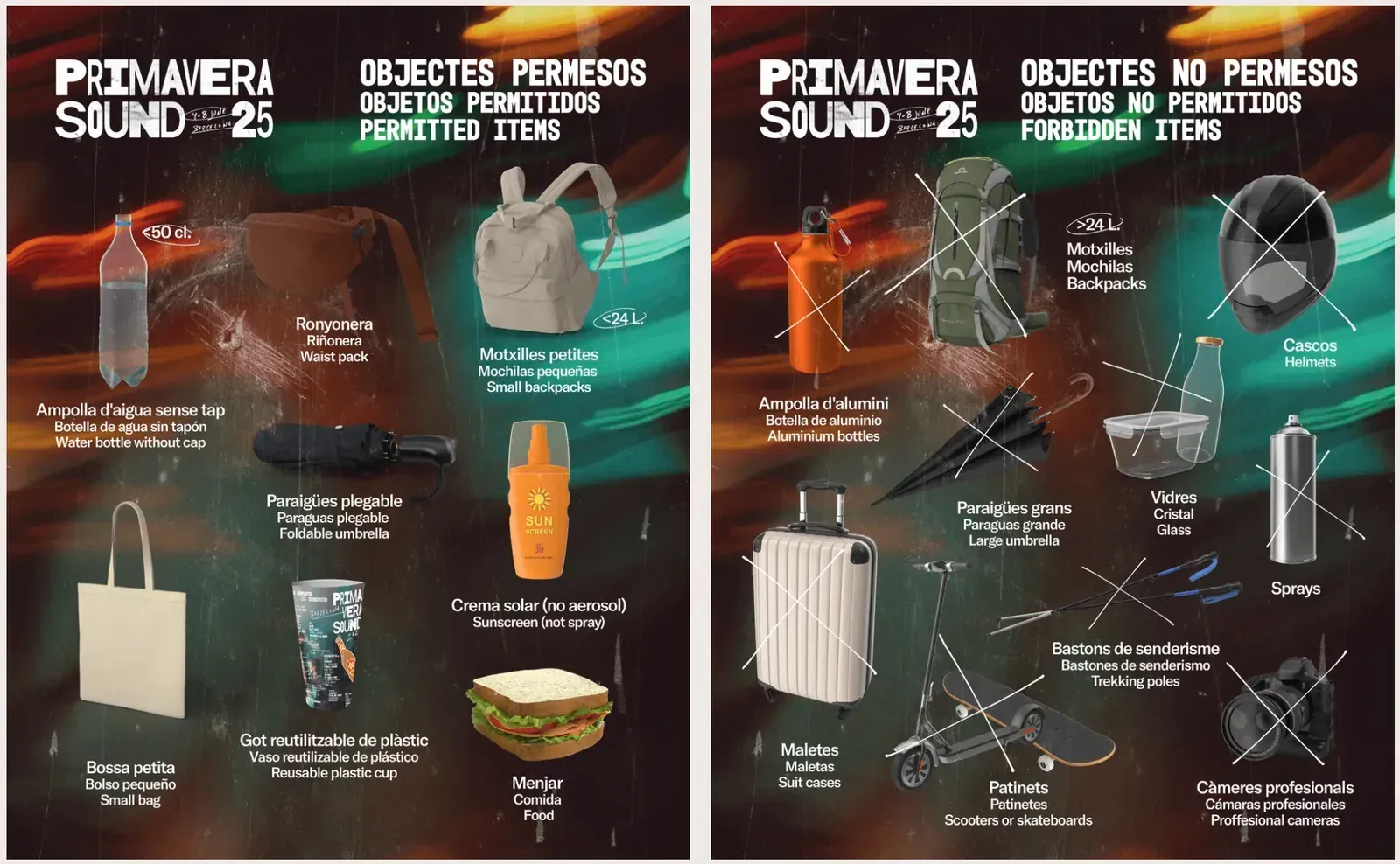 Primavera Sound 2025 list of permitted and prohibited items for entry