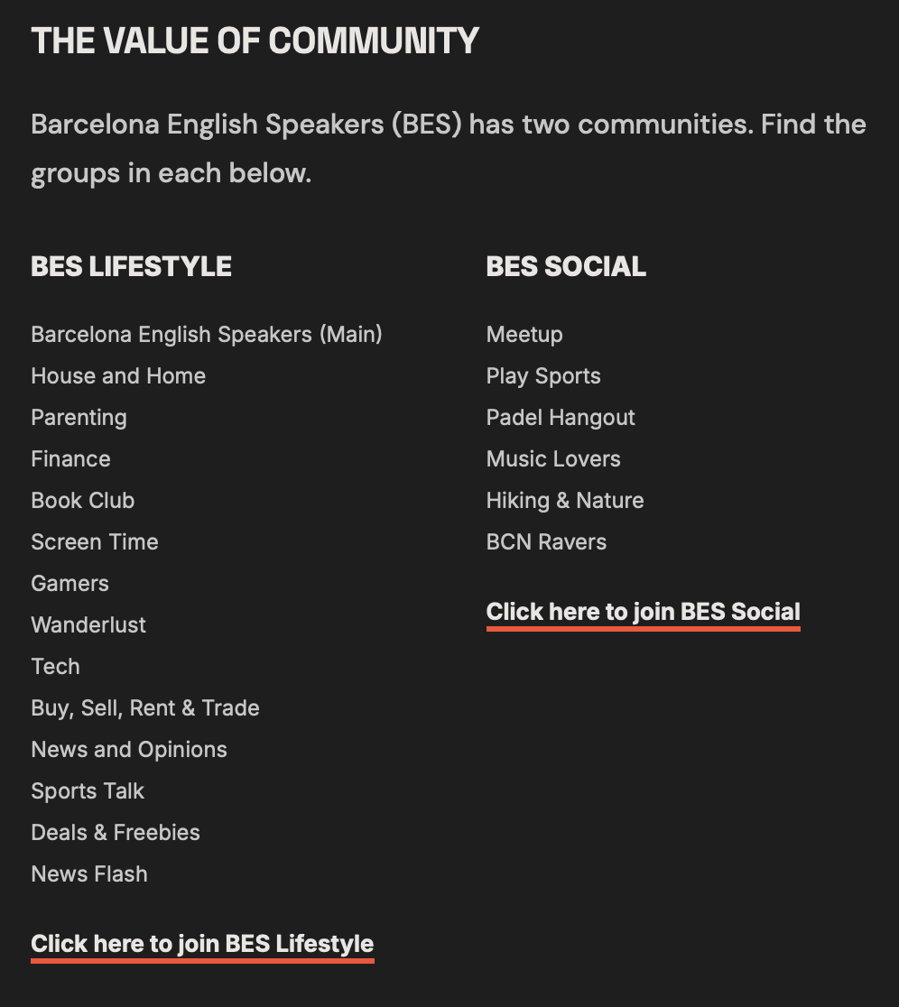 BES Lifestyle and BES Social group breakdown