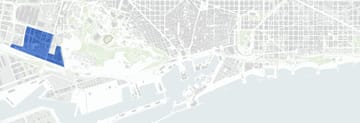 New residential buildings and construction work in La Marina del Prat Vermell, Sants-Montjuïc, Barcelona.