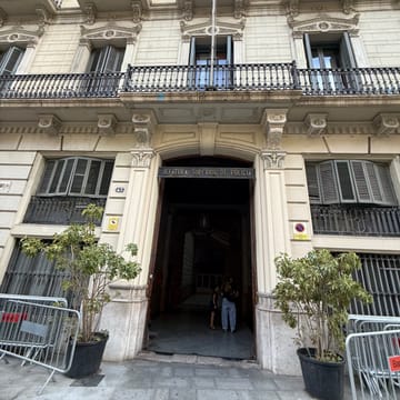 The façade of the National Police headquarters at 43 Via Laietana in central Barcelona.