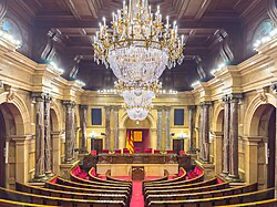 The Parliament of Catalonia building in Barcelona, where Junts, ERC, Comuns and CUP are seeking hearings on media sanction proceedings.