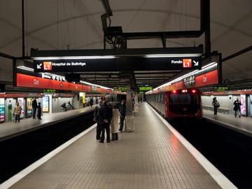Entrance to Glòries Metro station in Barcelona, where passengers were evacuated after an L1 overhead-line fire.