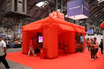 Nintendo Area inflatable in red at SAGA Barcelona Game Fest, with Switch 2 branding