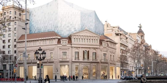 Architectural rendering of the new Carmen Thyssen Museum building at the intersection of Gran Via and Passeig de Gràcia, Barc