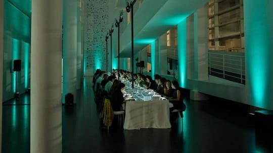 Chef Paco Pérez and Hotel Arts Barcelona staff presenting luxury catering dishes at MACBA