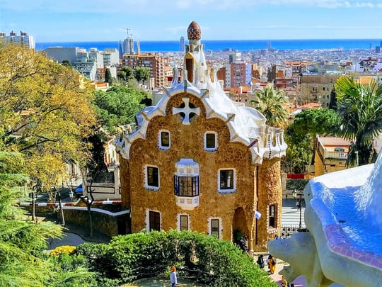 Park Guell under clear Barcelona sky