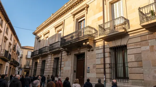 A generic Catalan town hall building bathed in warm afternoon light, representing local governance.