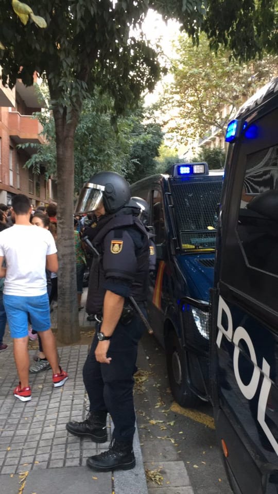 Guàrdia Urbana officers in Barcelona's Nou Barris district during a local street patrol linked to city security measures.
