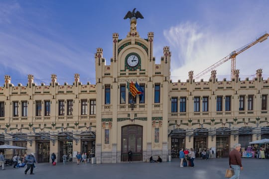The entrance to Barcelona Nord bus station on Carrer Nàpols in the Fort Pienc area of Barcelona.