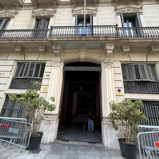 The façade of the National Police headquarters at 43 Via Laietana in central Barcelona.