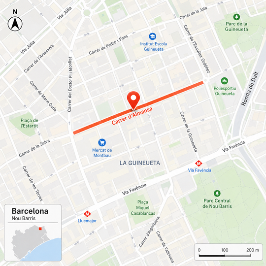 Mossos d'Esquadra patrol cars outside the police complex on Placa d'Espanya, Barcelona