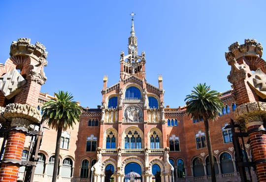 The main facade of the Hospital de Sant Pau in Barcelona