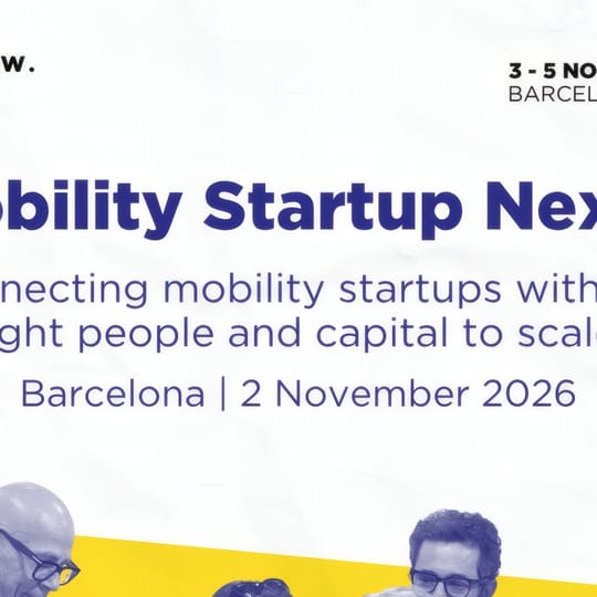 Exterior view of the Gran Via venue of Fira de Barcelona during a previous edition of the Tomorrow.Mobility World Congress, with attendees entering the main hall.