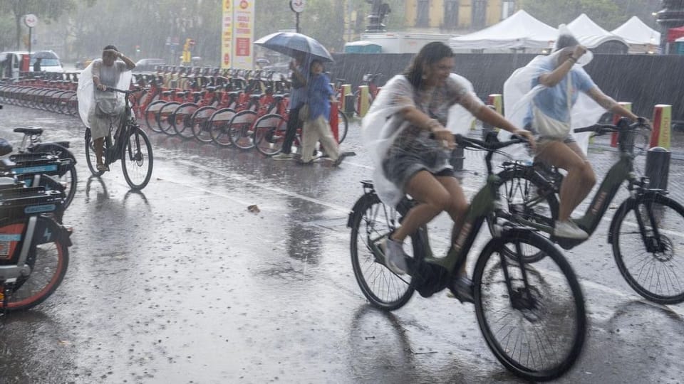 Barcelona’s Port Olímpic experiences one of the rainiest days on record