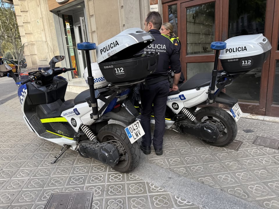 A Guàrdia Urbana officer in Barcelona during city patrol, as the council prepares to vote on Taser devices.