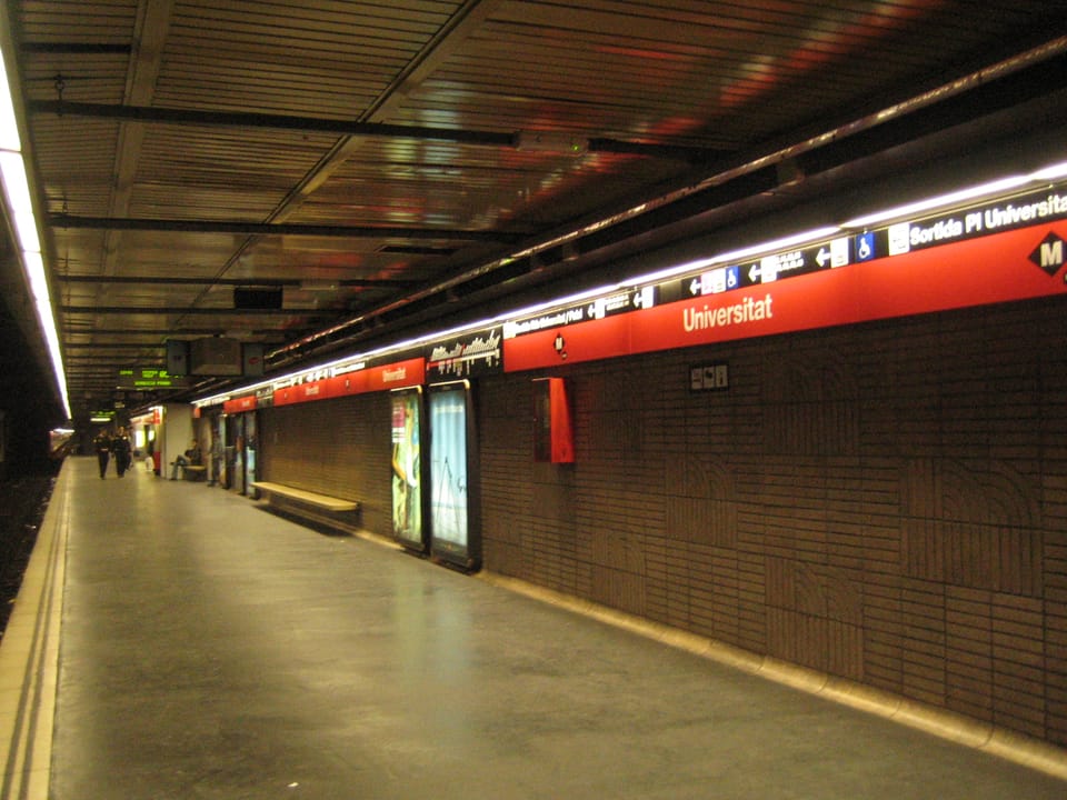 God Save The Queen performing a live surprise set in the main hall of Universitat metro station in Barcelona.