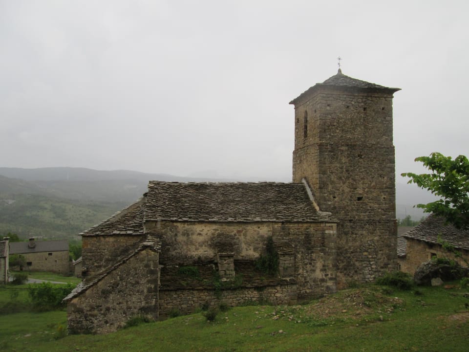 Homes and streets in the rural Spanish village of Laguarta, Huesca, where population decline has continued despite a rare birth.