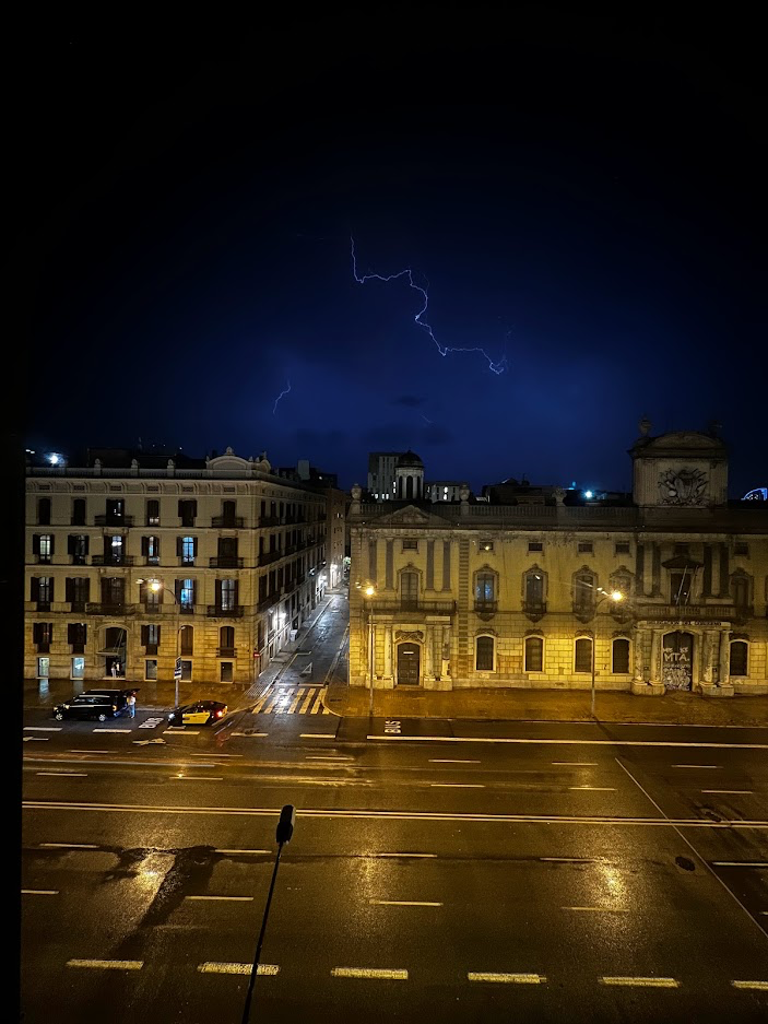 Dark storm clouds gather over eastern Spain during a period of intense summer heat.