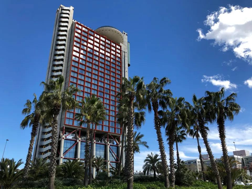 Hotel accommodation and the Mediterranean coastline in Castelldefels, Baix Llobregat.