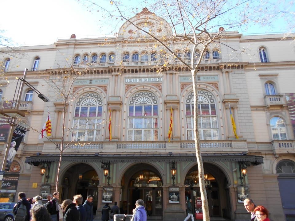 Mossos d'Esquadra patrol cars outside the police complex on Placa d'Espanya, Barcelona