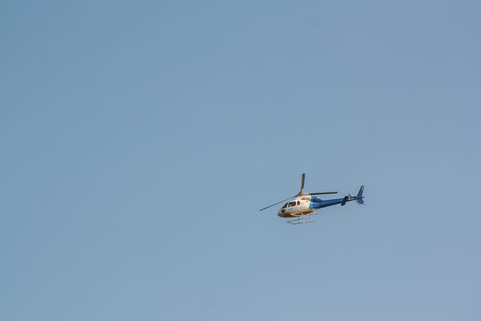 Helicopter Filming Over Barcelona Centre
