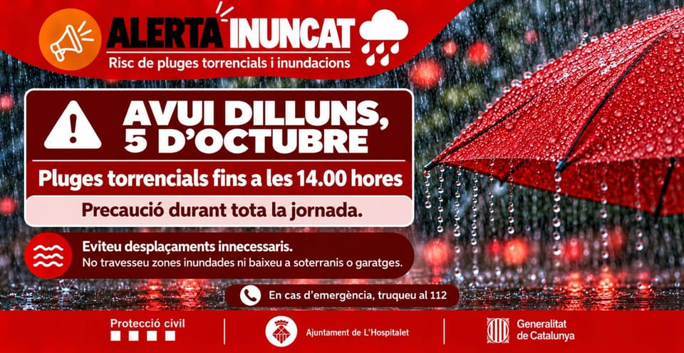 Bus Trapped in Floodwaters in L'Hospitalet