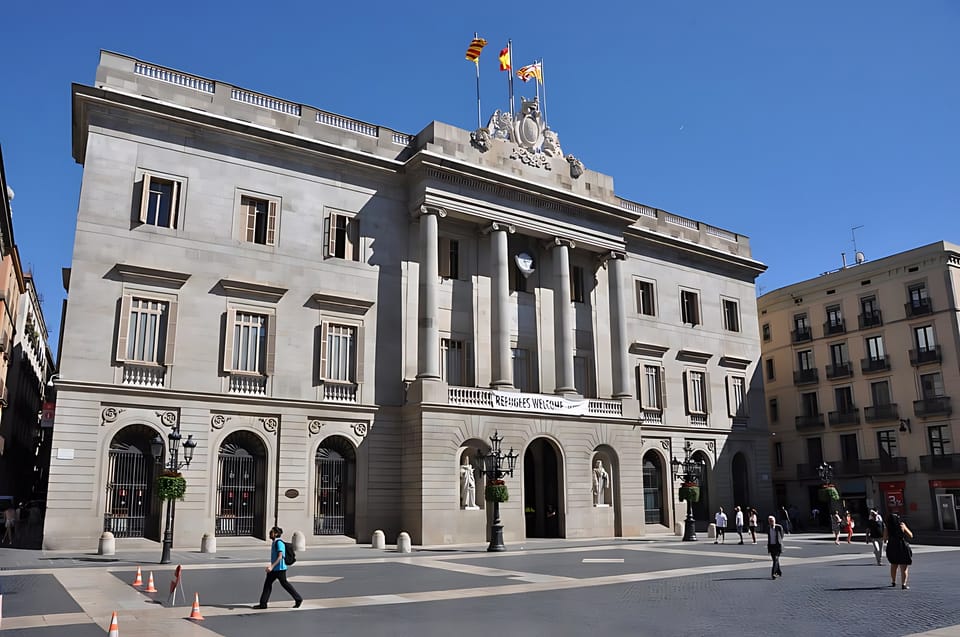 Barcelona (Plaça de Sant Jaume) City Hall. Neoclassical facade. 1831-1847. Josep Mas, architect