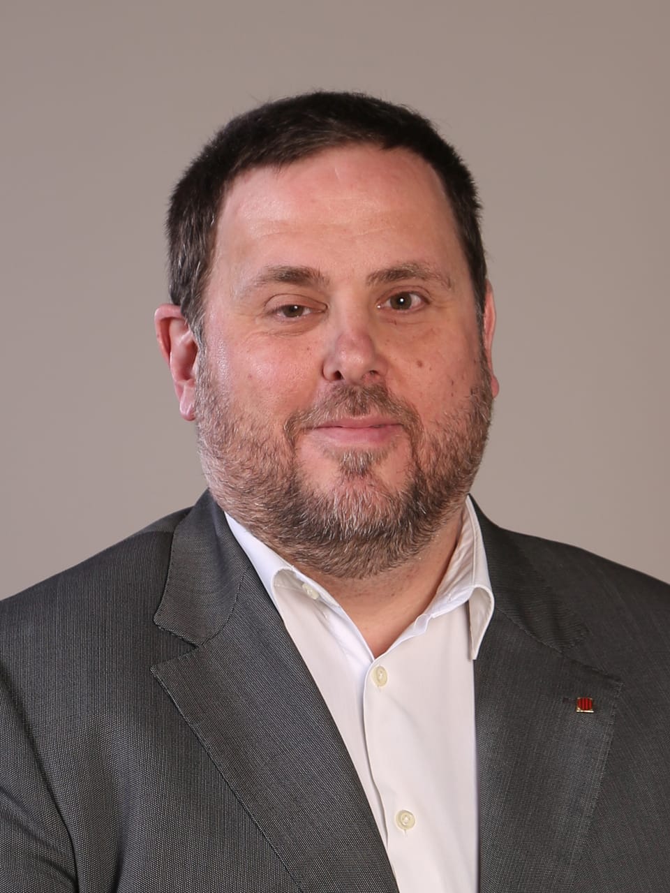 Oriol Junqueras, president of ERC, speaking at a press event in Barcelona on 6 October 2026.