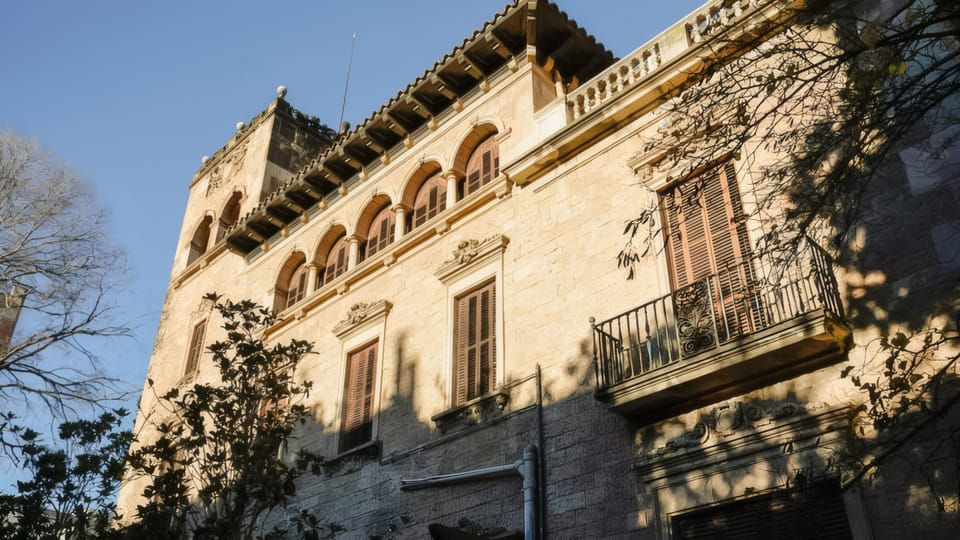 Exterior view of Torre Avenir, a historic building in Barcelona's Muñoz Ramonet heritage complex, set to become the new home of Catalan cinema.