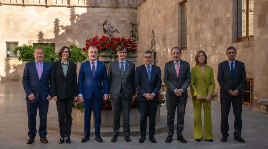 Mayor Jaume Collboni speaks at a press conference about new measures against repeat theft offenders in Barcelona.