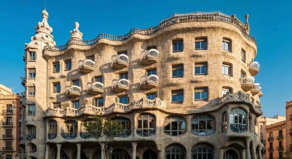Casa Mila La Pedrera facade by Antoni Gaudi, Barcelona