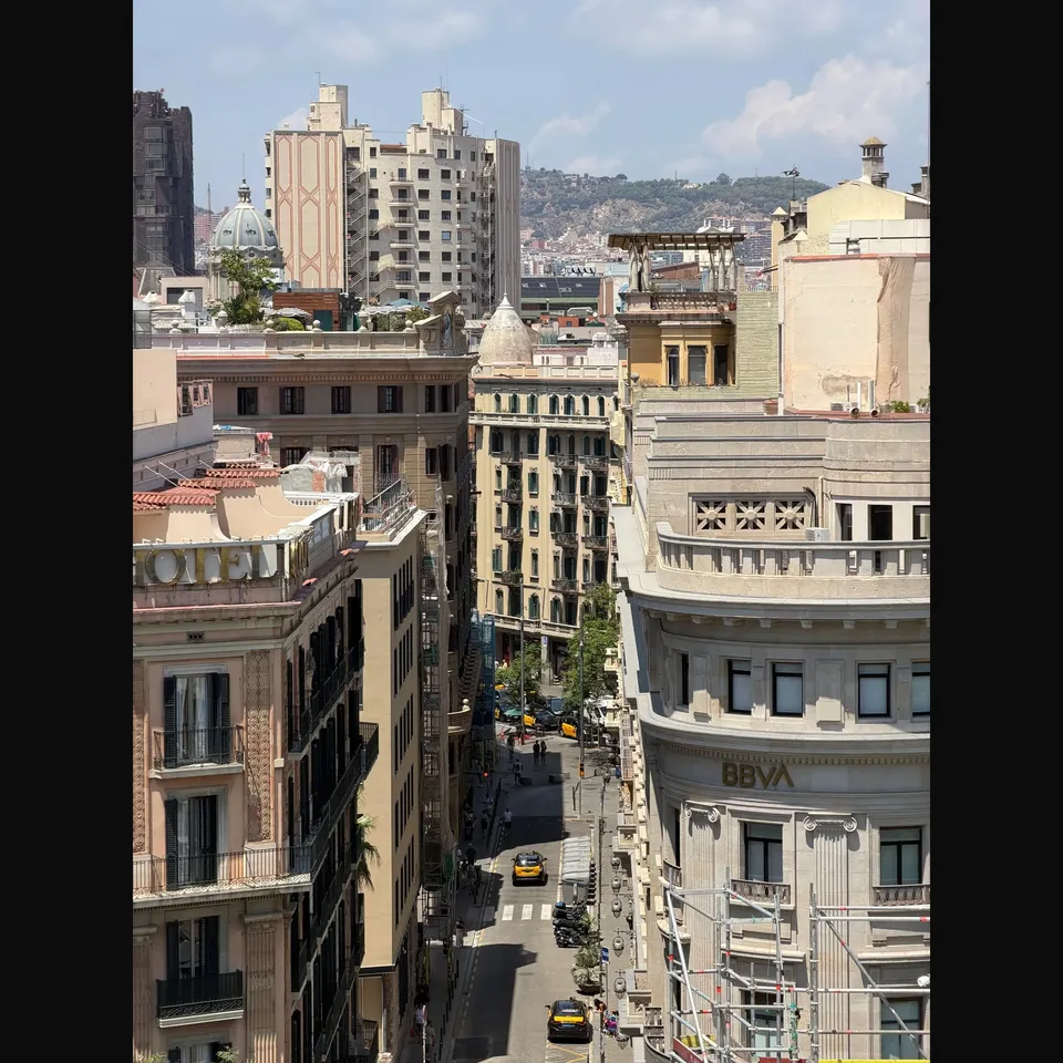 Rendering of a new green space on Carrer del Pintor Tapiró in Barcelona's Les Corts district, showing trees, flowerbeds, and pedestrian pathways.